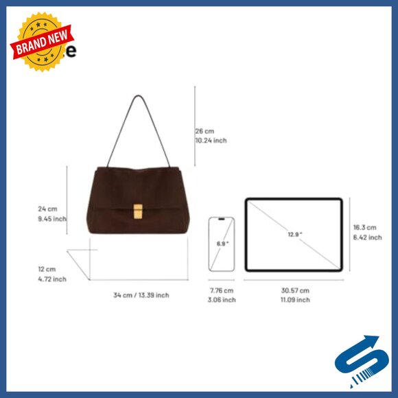 Faux Suede Shoulder Bag Fits 11-inch iPad Pro, Magnetic Closure Satchel - Picture 3 of 6